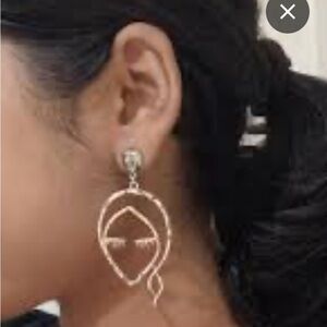 Modernist Silver Face Earrings -Minimalist Dangle Drop Earrings Statement